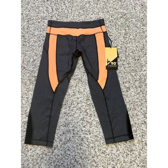Reflex Pants - 90 Degree by Reflex New  Women's Charc/ Orange Crop Mesh Leggings Sz XS MSRP $98